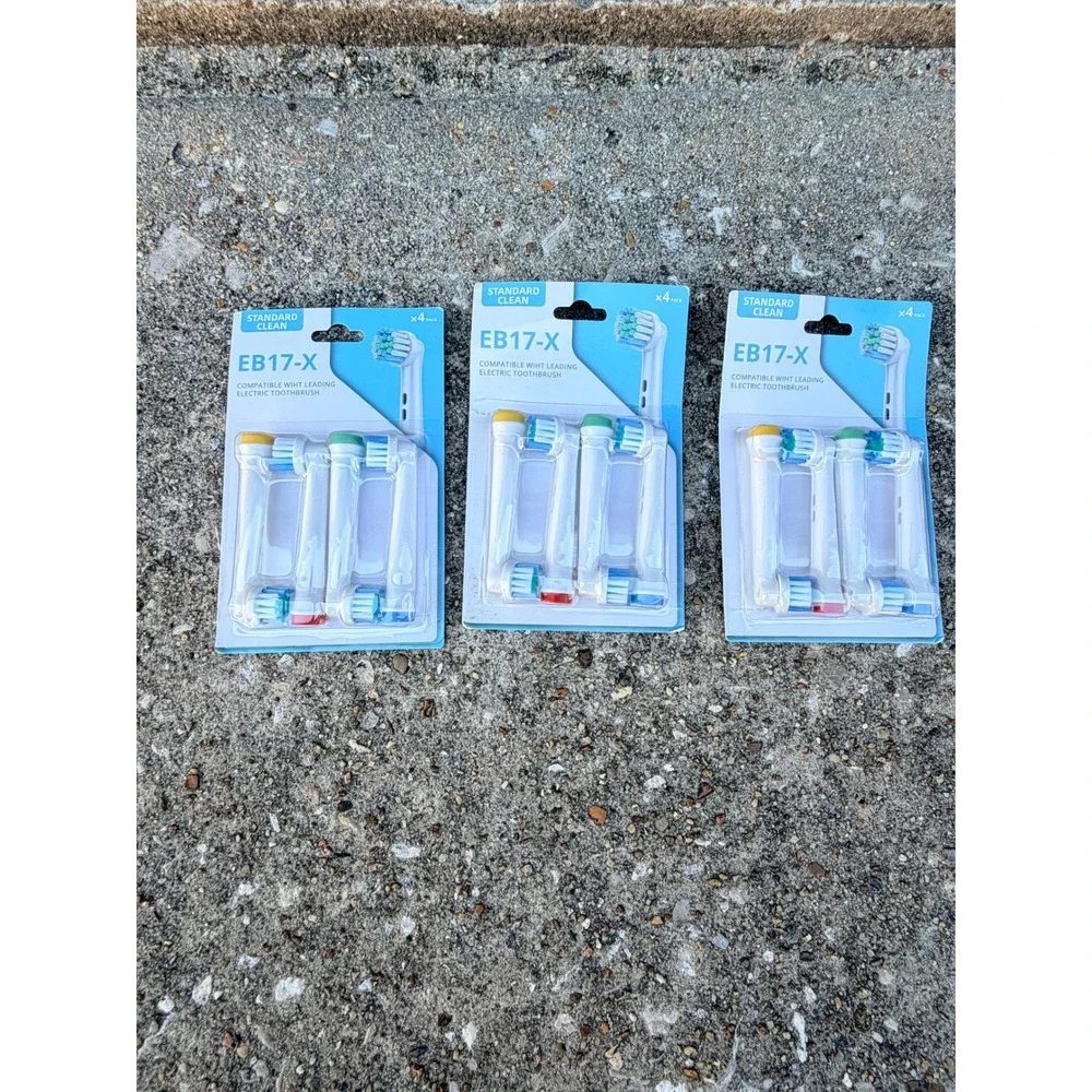 12 Pack EB17-X Replacement Toothbrush Heads for Leading Electric Brands 3x4 Pack